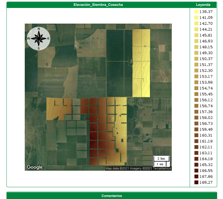 Altimetría a partir de información de mapas de siembra y cosecha